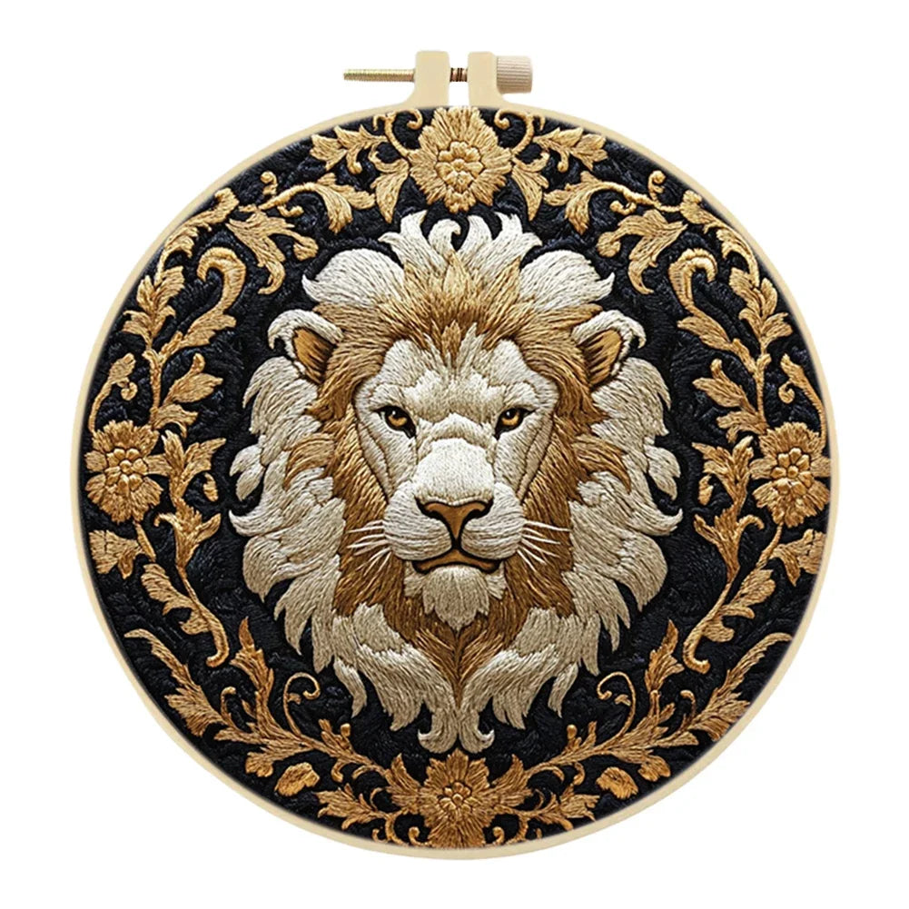 Tiger Stamped Cross Stitch Embroidery Kits with Hoop