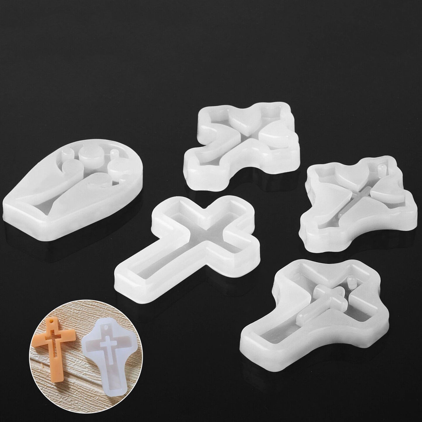 5Pcs Cross Silicone Resin Mold  for DIY Epoxy Resin