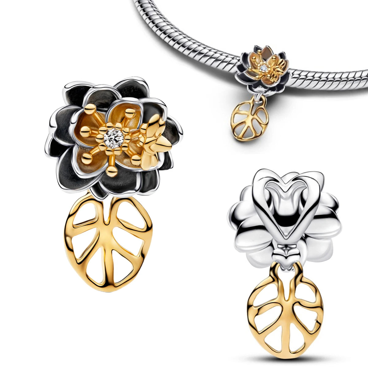 925 Silver Angel Wing Pink Gem Key Charm Pendant