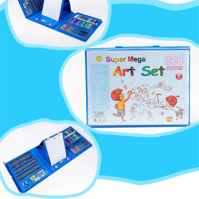Kids Art Supplies 208 Pcs  Trifold Easel Painting Art Set