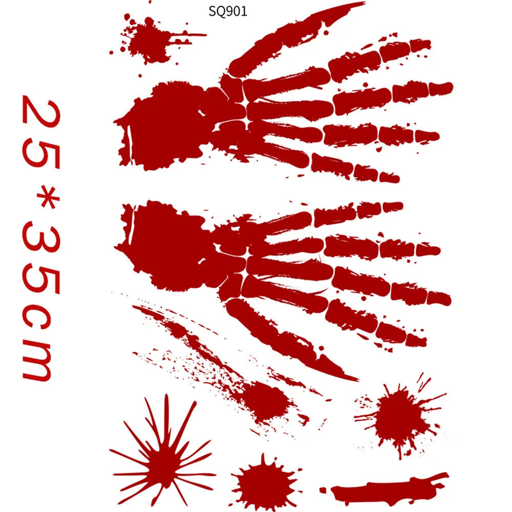 Halloween Stickers Horror Blood Hand Print Door Stickers