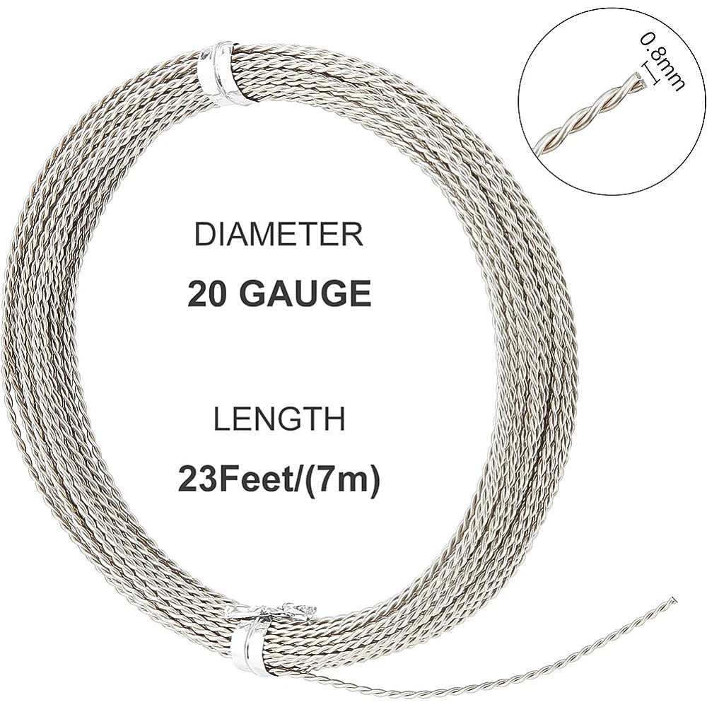 1roll  0.8mm 7m Twist Jewelry Wire Silver White
