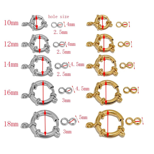 4pcs Stainless-Steel Gold Round Spring-Clasps Hooks