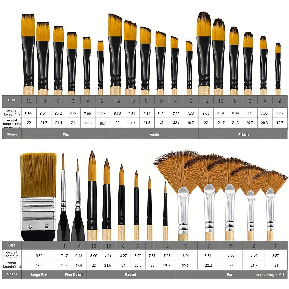 32pcs Paint Brush Set, Artist Series, Nylon Bristles