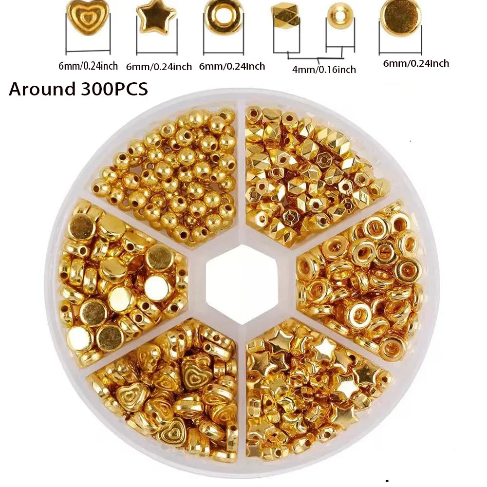 300/500pcs/800 Jewelry Making kit Plated Gold Beads
