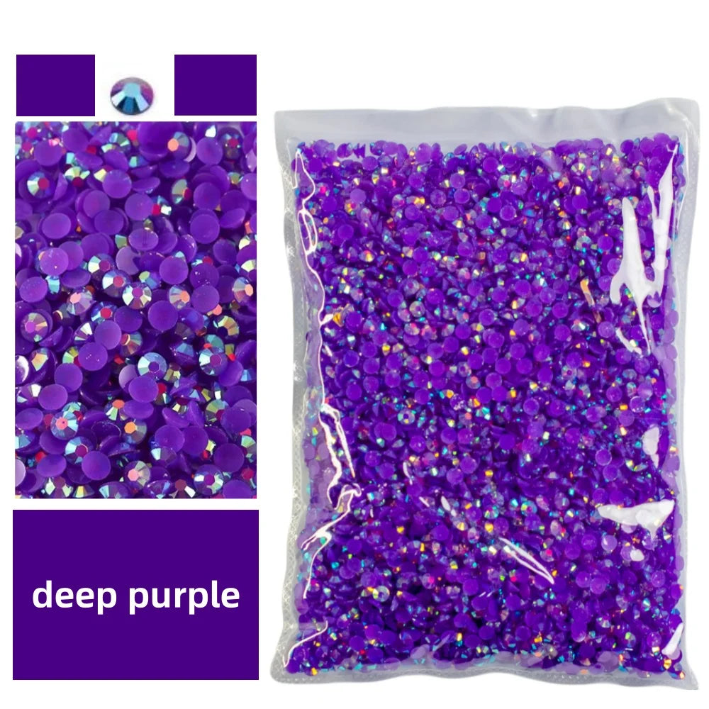Bulk 2-6mm Jelly AB-Resin Rhinestones Flat Back Crystals