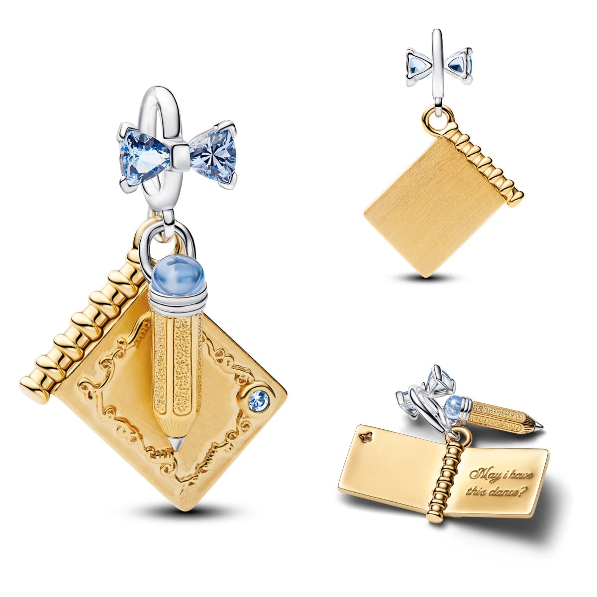 925 Silver Angel Wing Pink Gem Key Charm Pendant