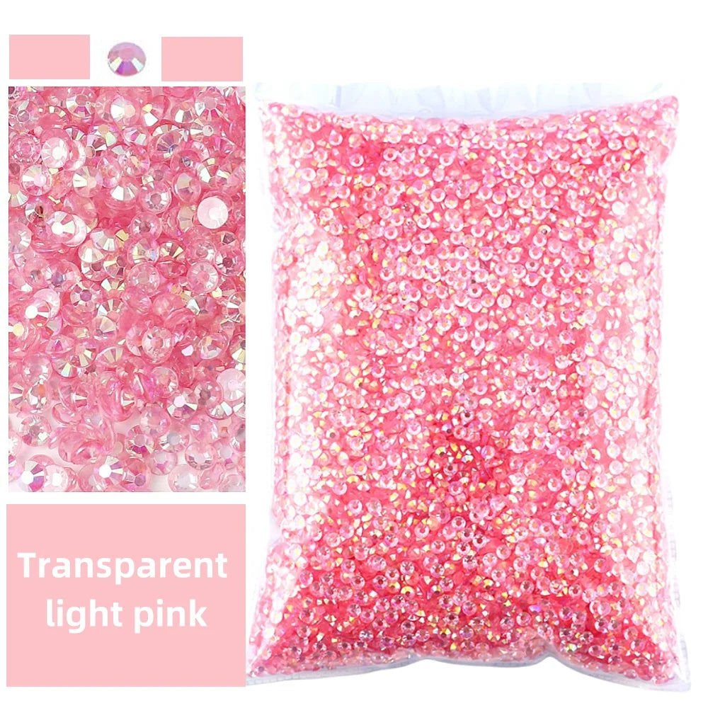 Bulk 2-6mm Jelly AB-Resin Rhinestones Flat Back Crystals