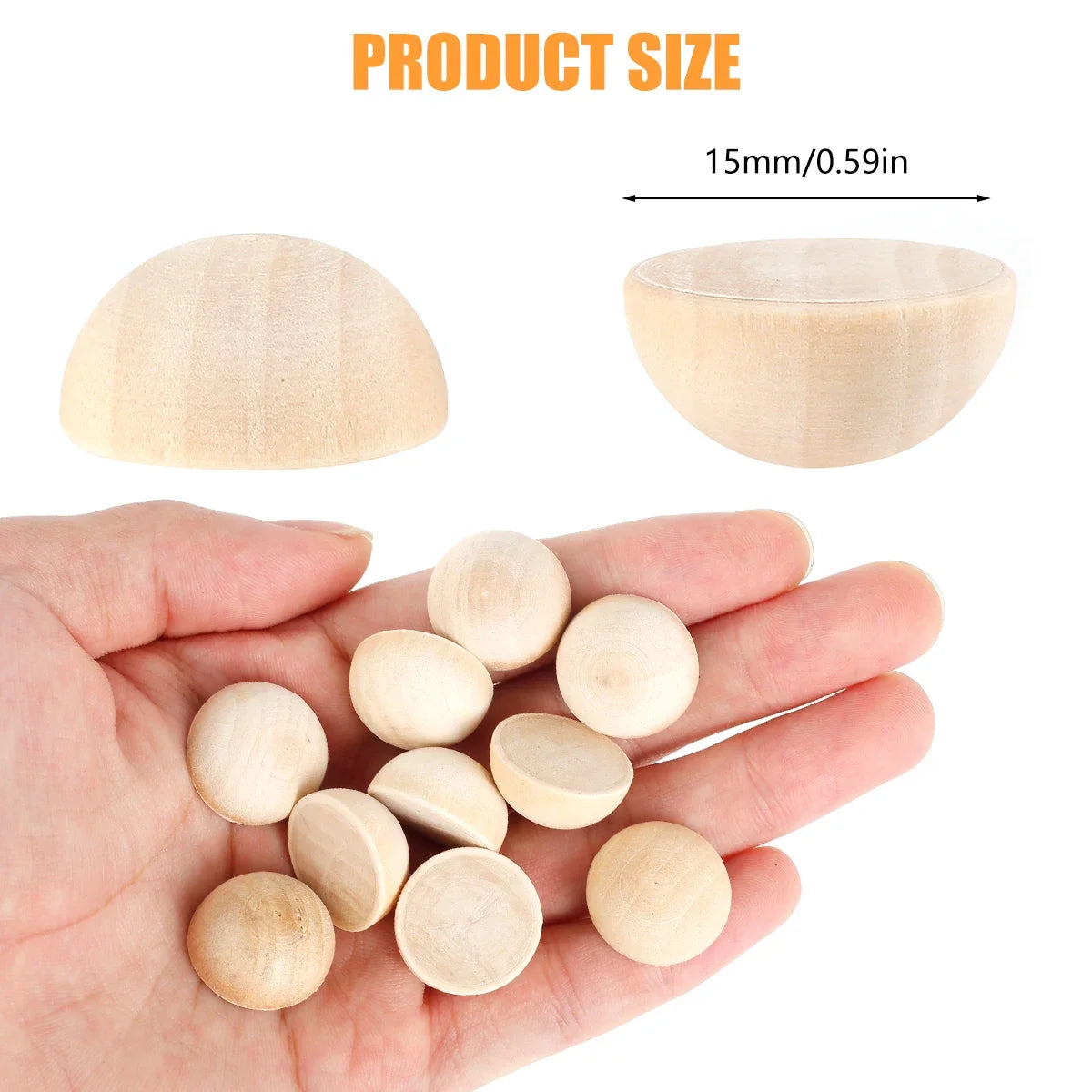 100pcs Unfinished Half Round Wooden Balls