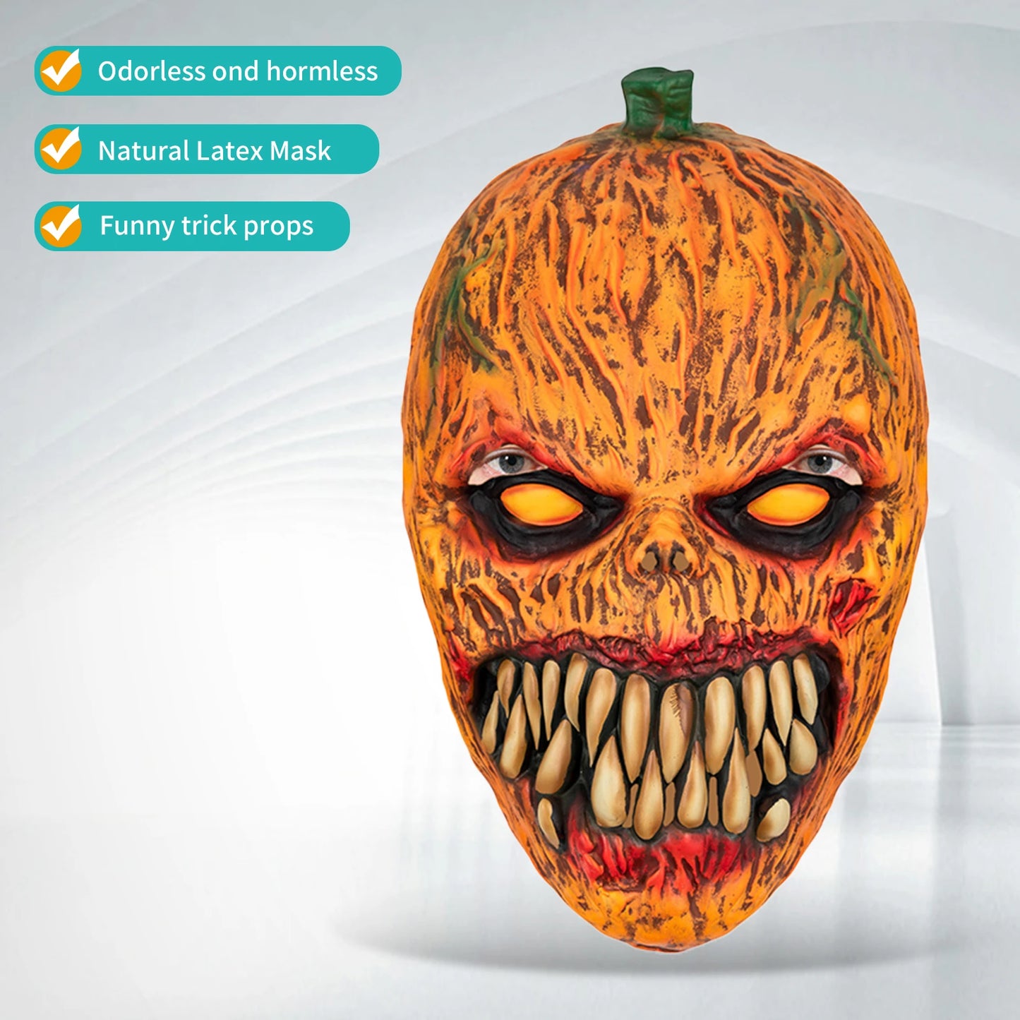 Pumpkin Monster Mask, Funny Trick, Natural Latex Material