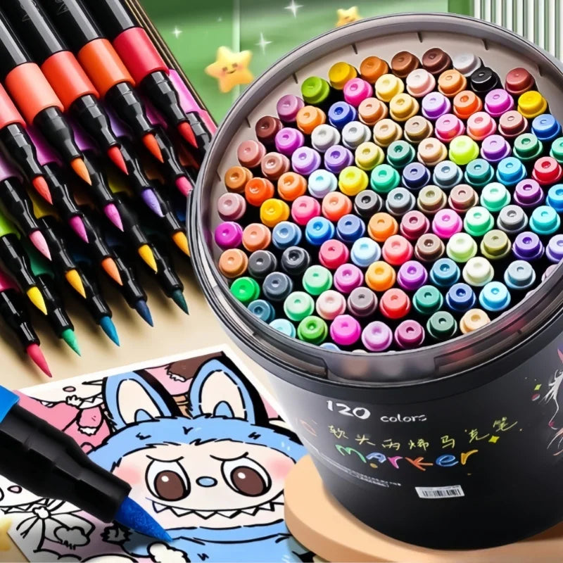 24/36/48/60/80/120 Bucket-cap soft-head acrylic-marker