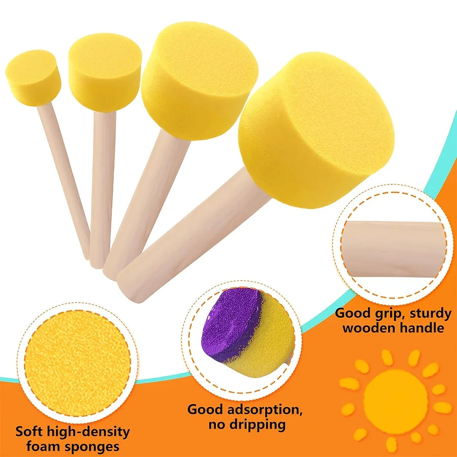30Pcs Round Sponge Brushes for Painting (4 Sizes), Paint Sponges