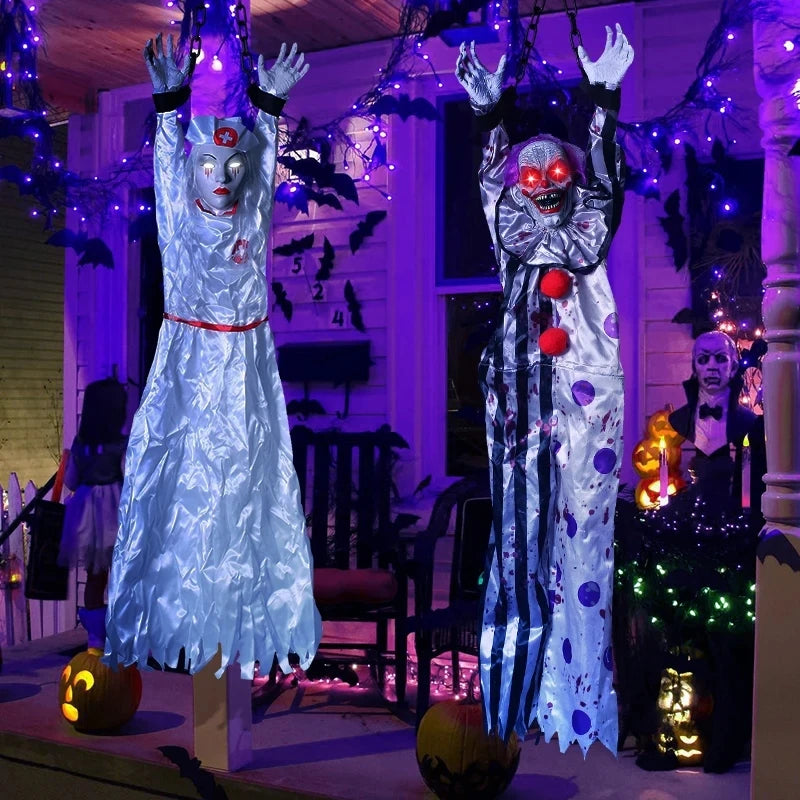 Halloween Animatronics Hanging Clown Nurse Voice=Control Electric