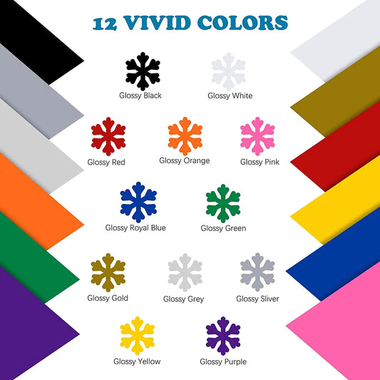 HTVRONT 12pcs 12X5ft Multi Color Permanent Adhesive Vinyl Rolls for Cricut Craft DIY Cup Glass Phone Case Home Decor Vinyls Gift