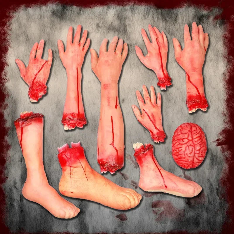 Halloween Body=Parts Scary Plastic Brain Organs Severed Hands Feet