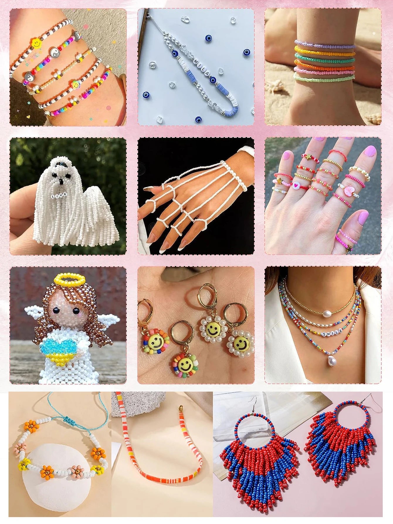 24-color 3mm Glass Seed Bead Bracelet Jewelry