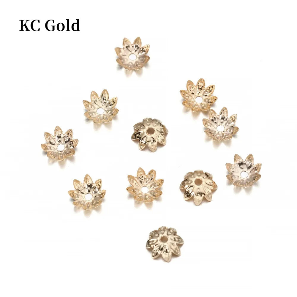 100pcs/Lot 8-10mm  Lotus Flower Metal Spacer Bead Caps