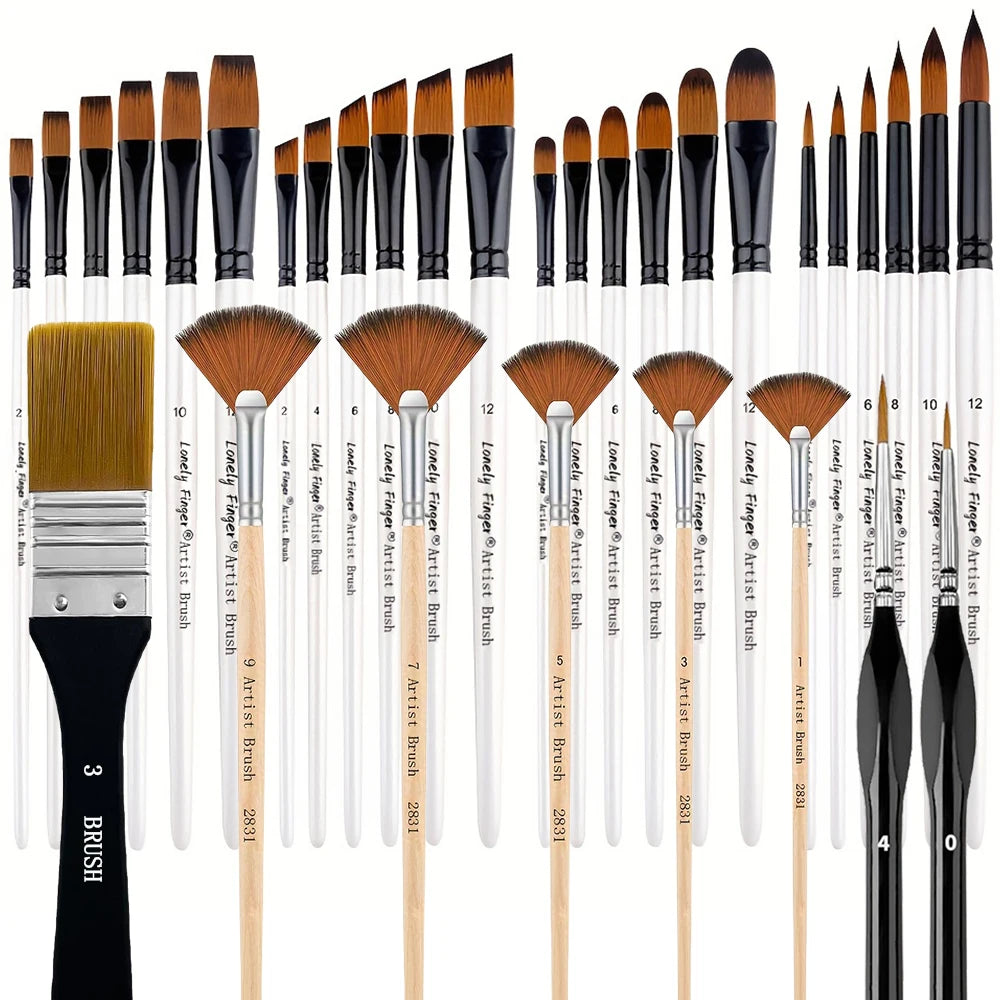 32pcs Paint Brush Set, Artist Series, Nylon Bristles
