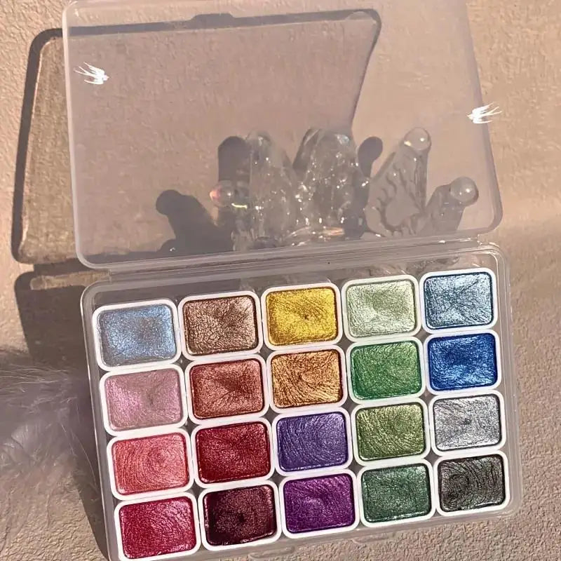 20 Colors Metal Watercolor Painting Set, With Shiny Pearls
