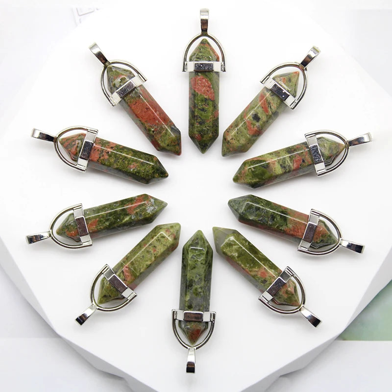 24pcs Natural Stone Agates Quartz Crystal Pendants