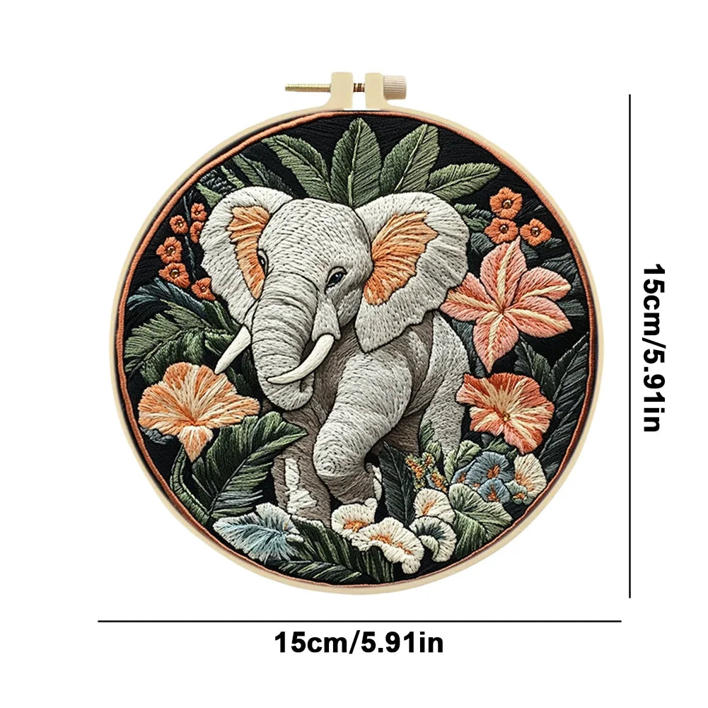 Tiger Stamped Cross Stitch Embroidery Kits with Hoop