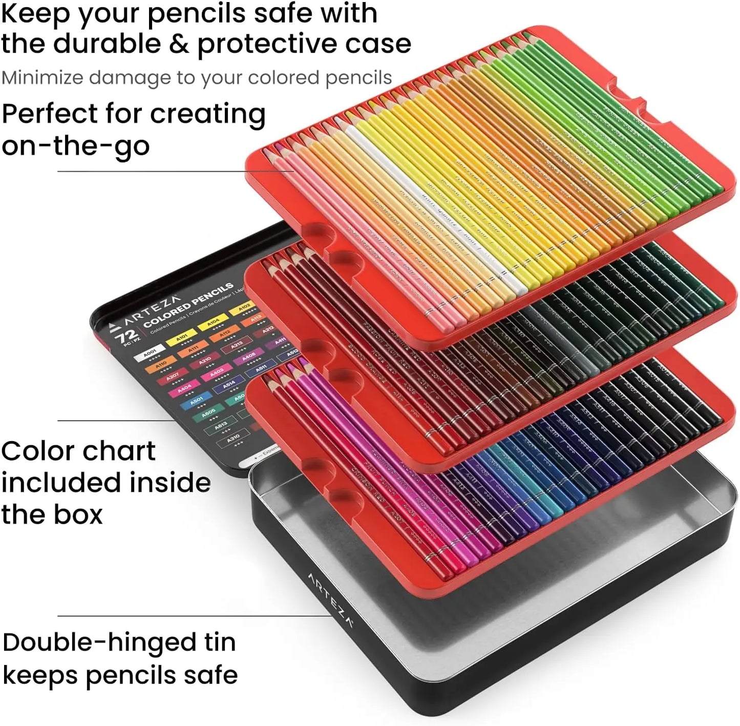 72 Soft Wax-Based Colored Pencils for Artists
