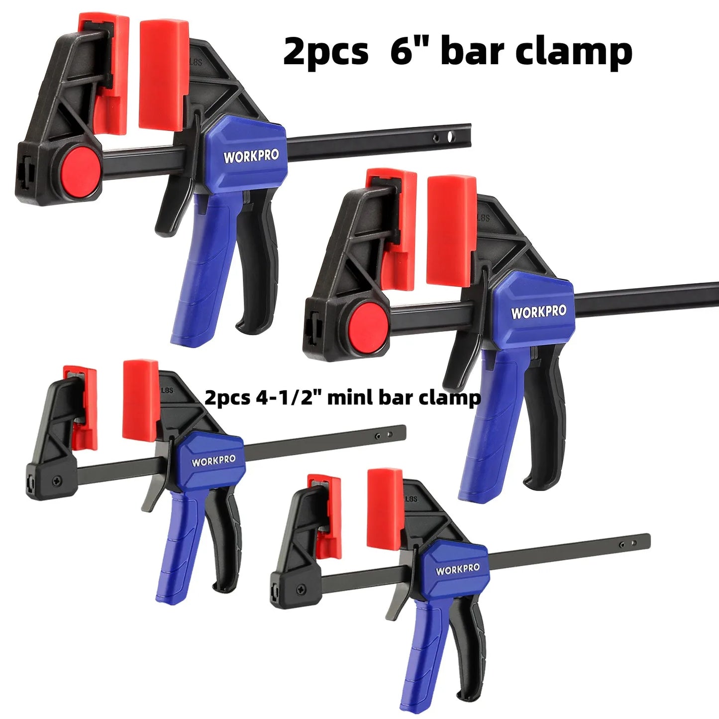 WORKPRO Bar Clamps for Woodworking One-Handed Clamp/Spreader