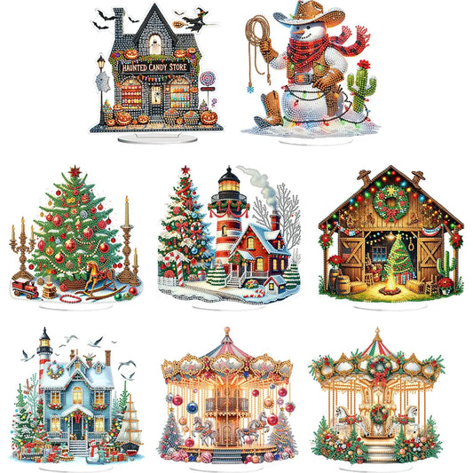 2D/Flat Xmas DIY Table Top Diamond Painting Ornament Kits