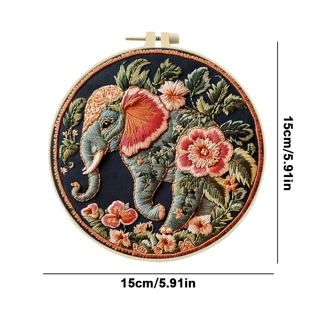 Tiger Stamped Cross Stitch Embroidery Kits with Hoop