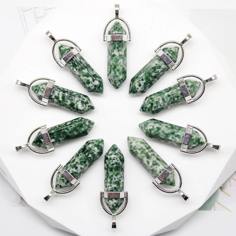 24pcs Natural Stone Agates Quartz Crystal Pendants