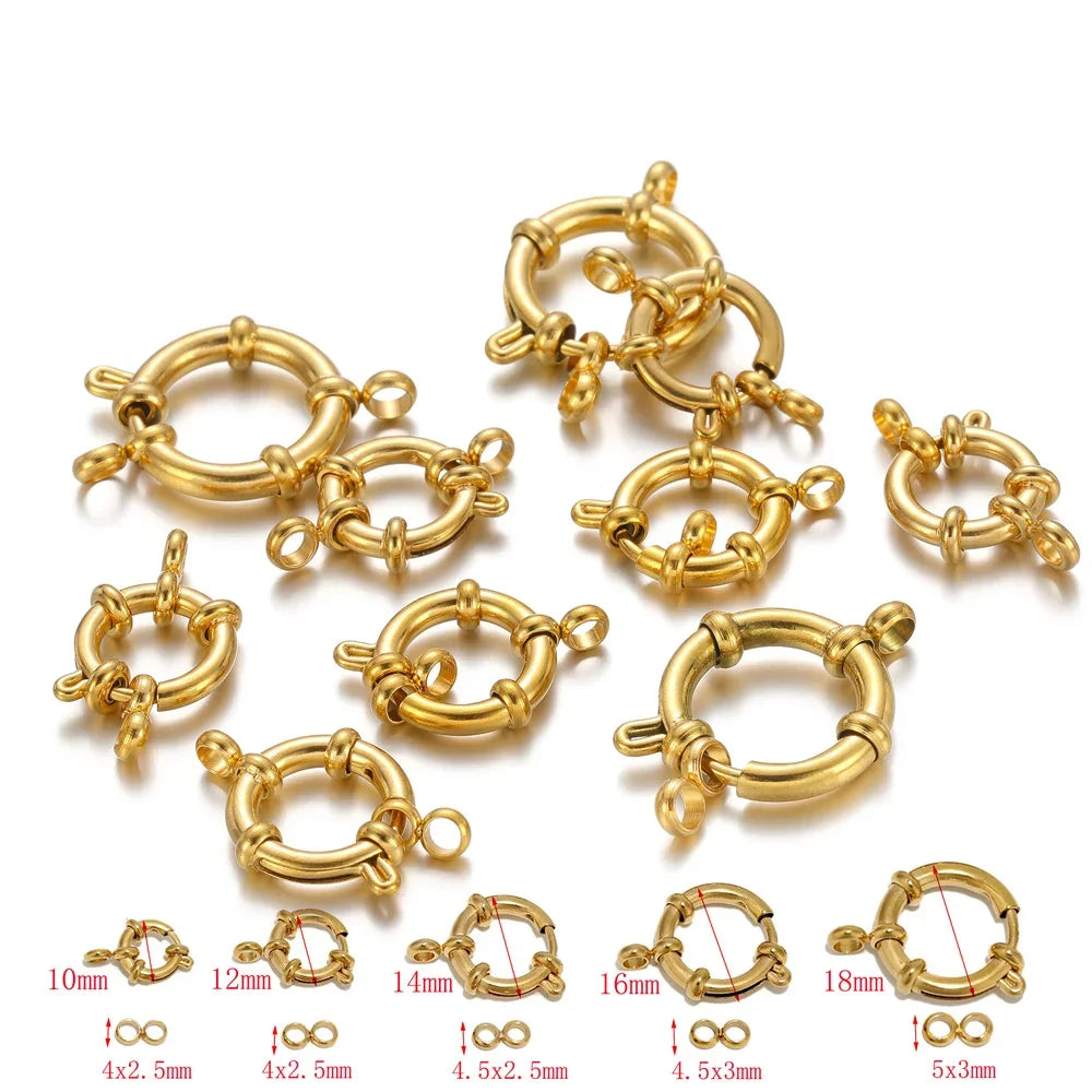 4pcs Stainless-Steel Gold Round Spring-Clasps Hooks