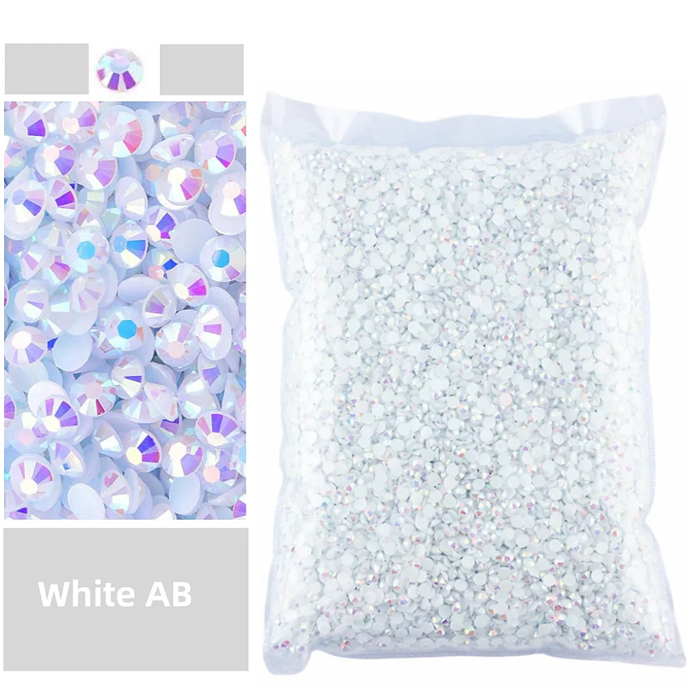 Bulk 2-6mm Jelly AB-Resin Rhinestones Flat Back Crystals