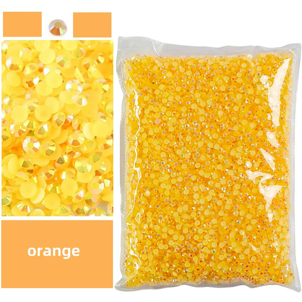 Bulk 2-6mm Jelly AB-Resin Rhinestones Flat Back Crystals