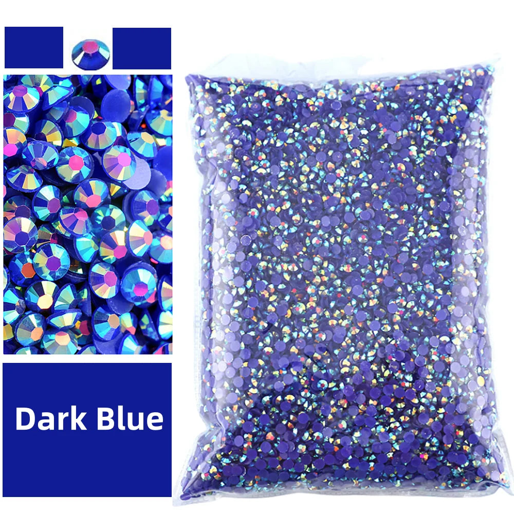 Bulk 2-6mm Jelly AB-Resin Rhinestones Flat Back Crystals
