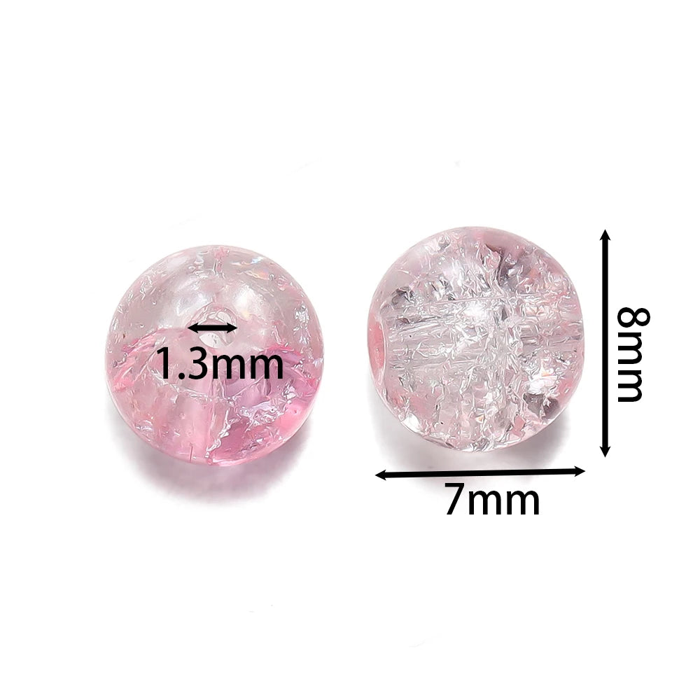 50/100pcs 8mm Glass Crackle Beads Loose Spacer Beads
