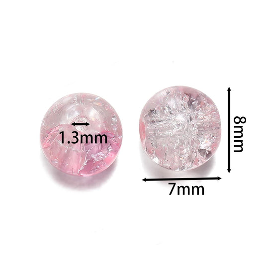 50/100pcs 8mm Glass Crackle Beads Loose Spacer Beads