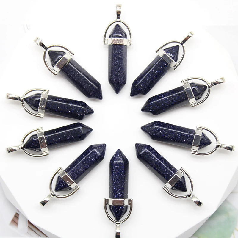 24pcs Natural Stone Agates Quartz Crystal Pendants