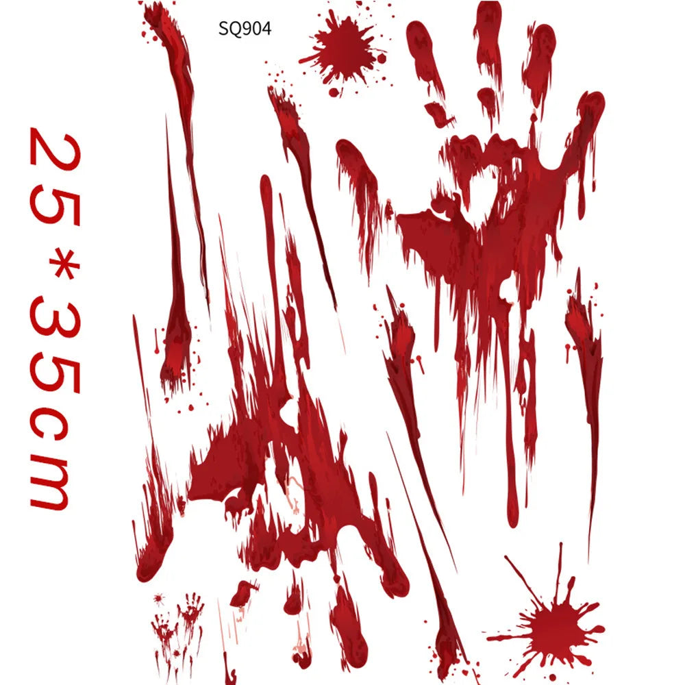 Halloween Stickers Horror Blood Hand Print Door Stickers