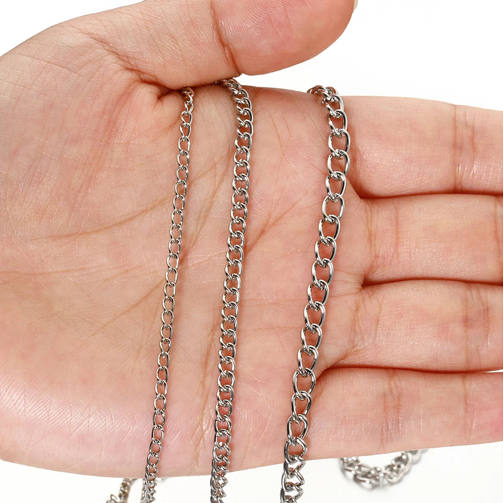 2 Meter Flat 2.5/3.5/4.5mm Extension Thin Chain Metal