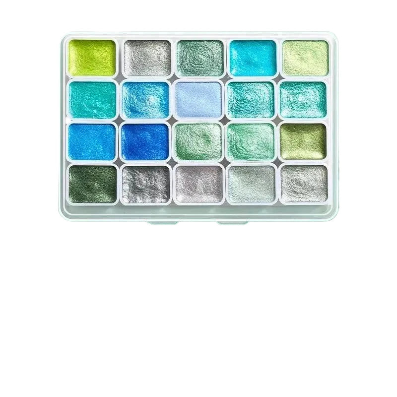 20 Colors Metal Watercolor Painting Set, With Shiny Pearls