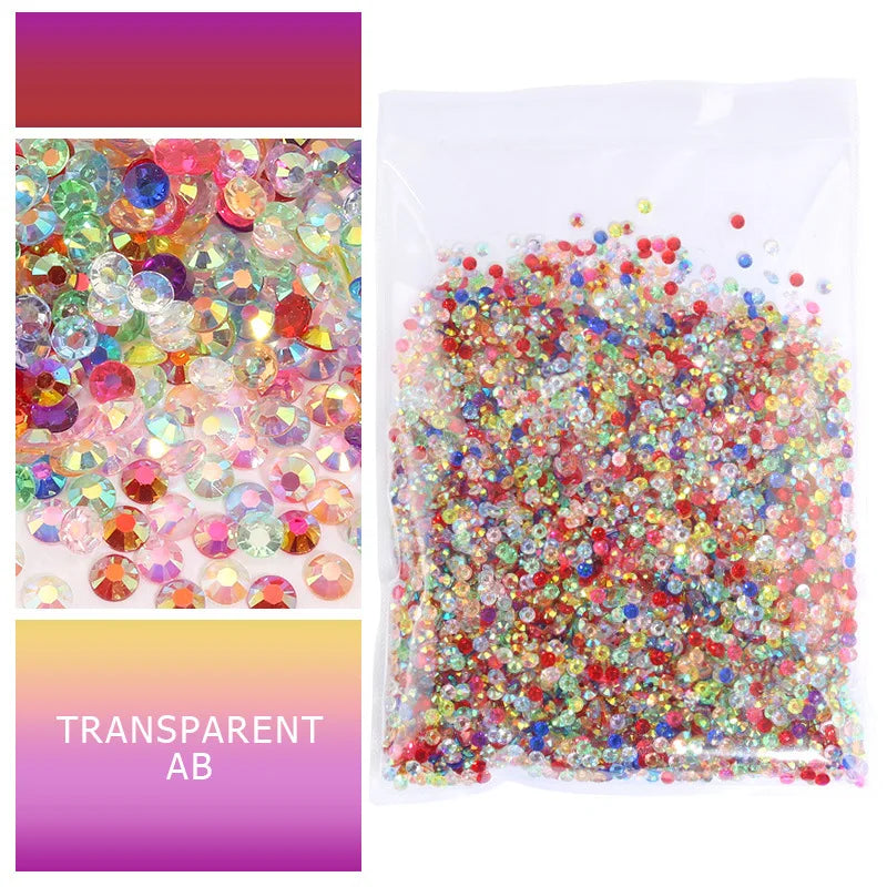 Bulk 2-6mm Jelly AB-Resin Rhinestones Flat Back Crystals
