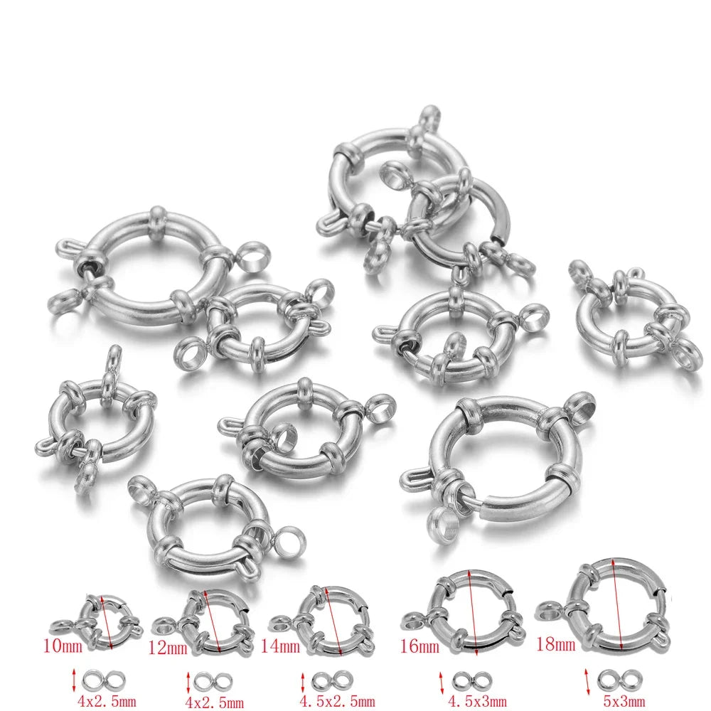 4pcs Stainless-Steel Gold Round Spring-Clasps Hooks
