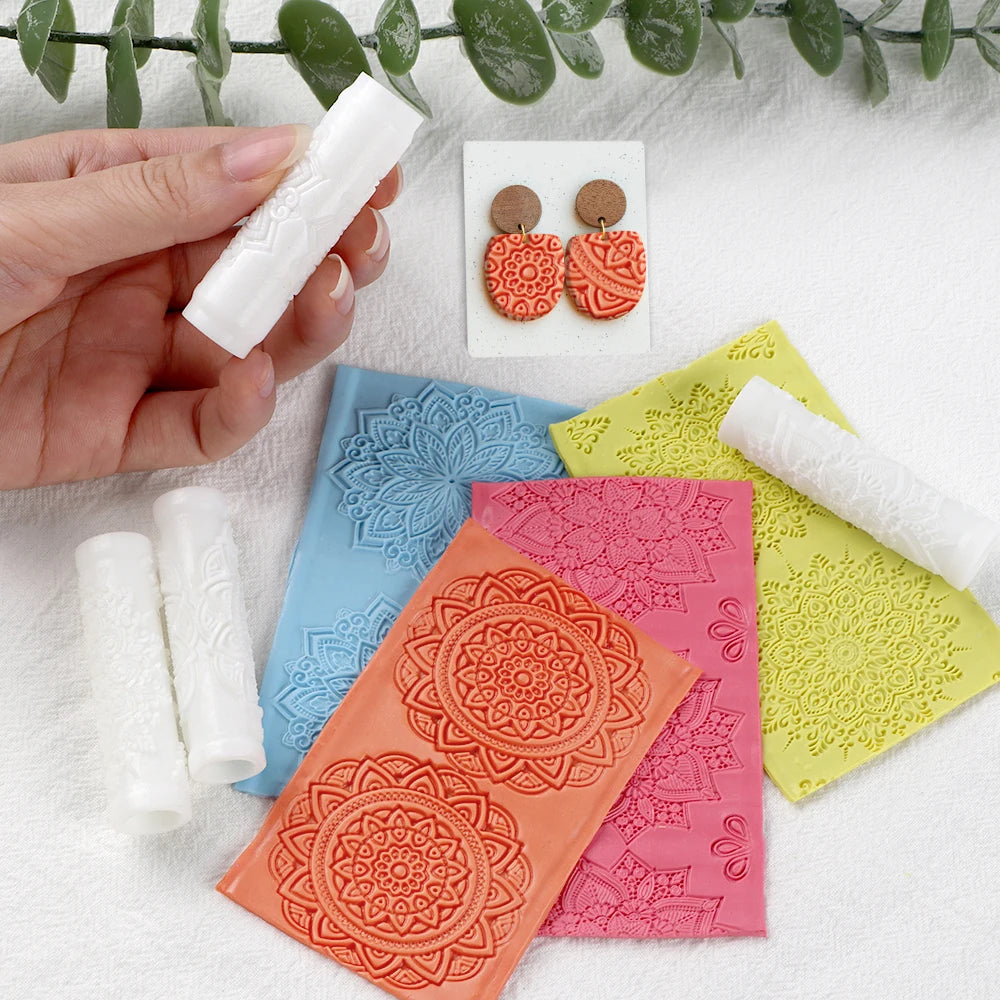 4pcs/pack Polymer Clay Texture Roller Mandala Pattern