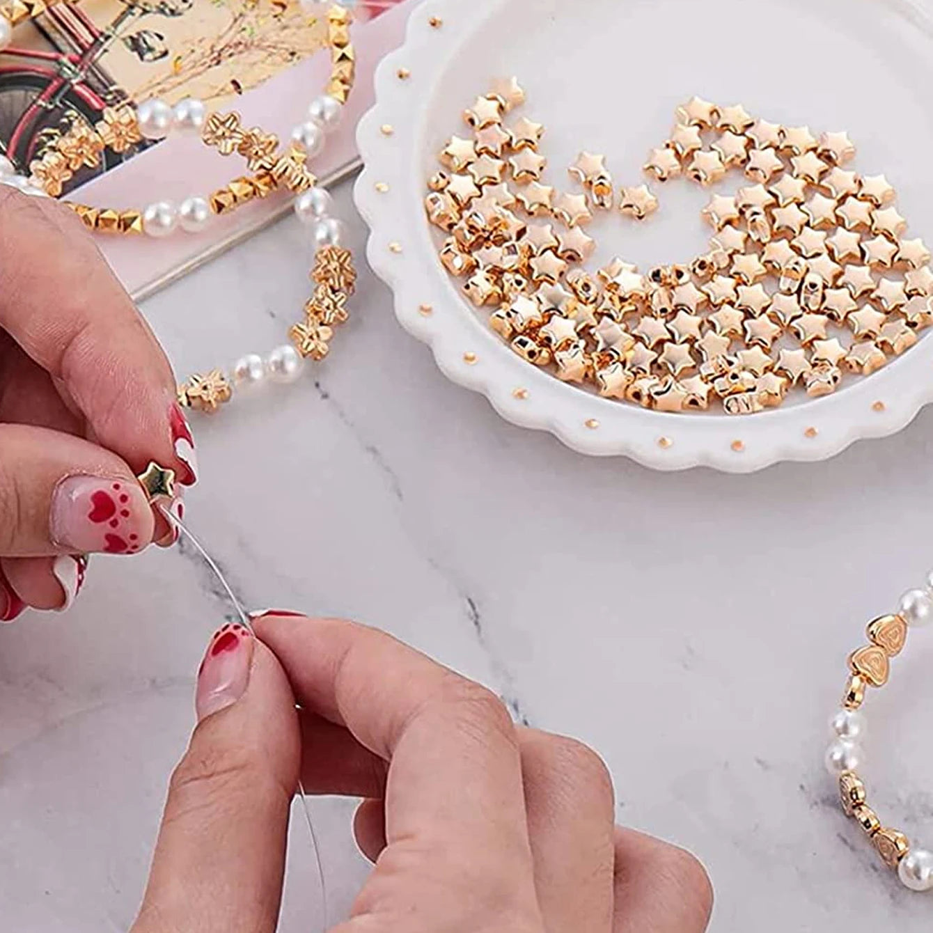 300/500pcs/800 Jewelry Making kit Plated Gold Beads
