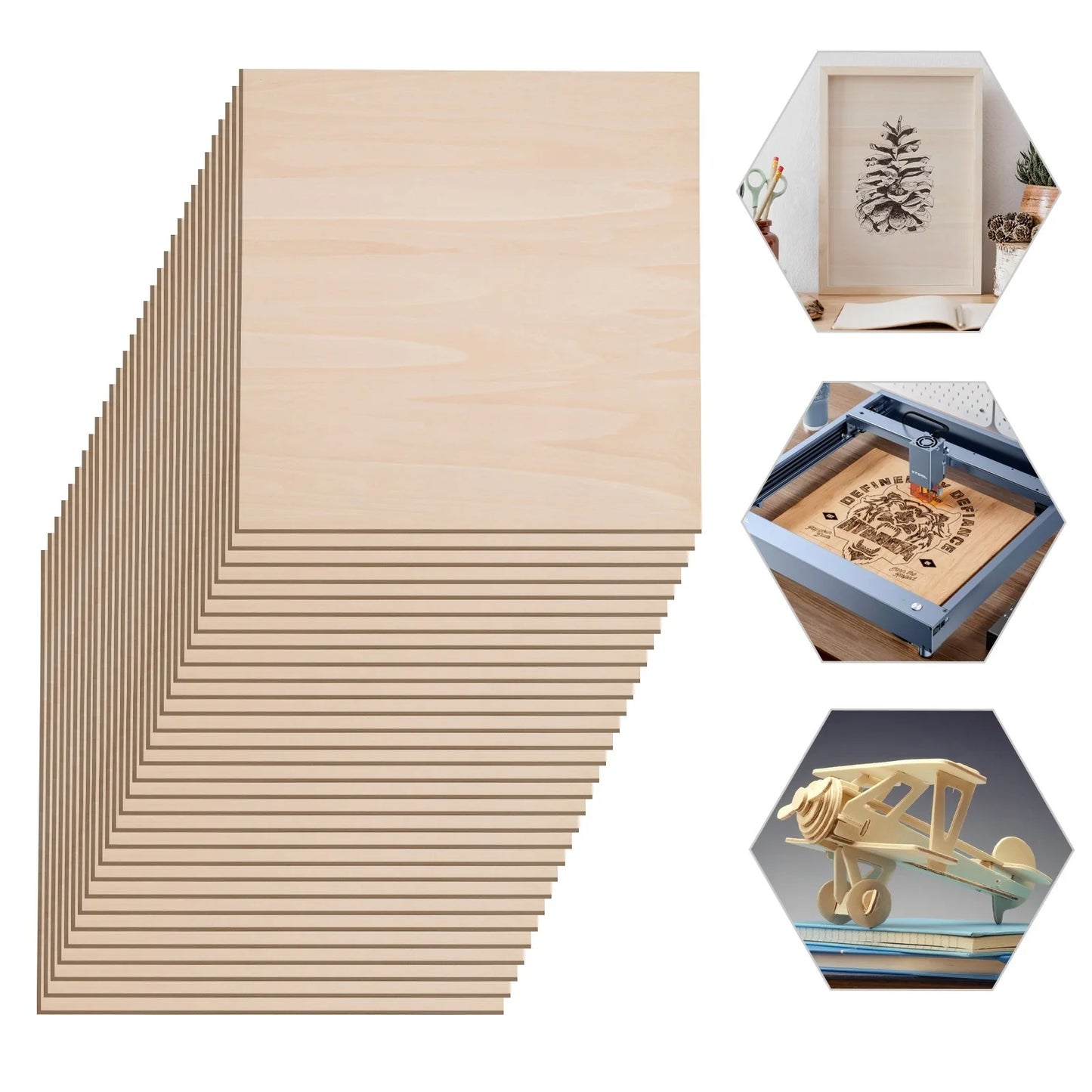 30Pcs Basswood Sheets 3mm Thick, 30x30cm/40x40cm