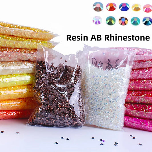 Bulk 2-6mm Jelly AB-Resin Rhinestones Flat Back Crystals