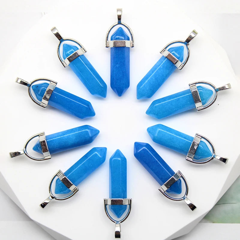 24pcs Natural Stone Agates Quartz Crystal Pendants