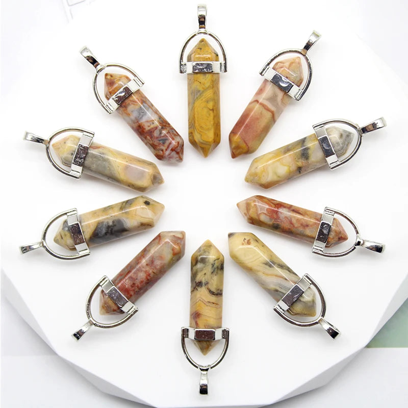 24pcs Natural Stone Agates Quartz Crystal Pendants