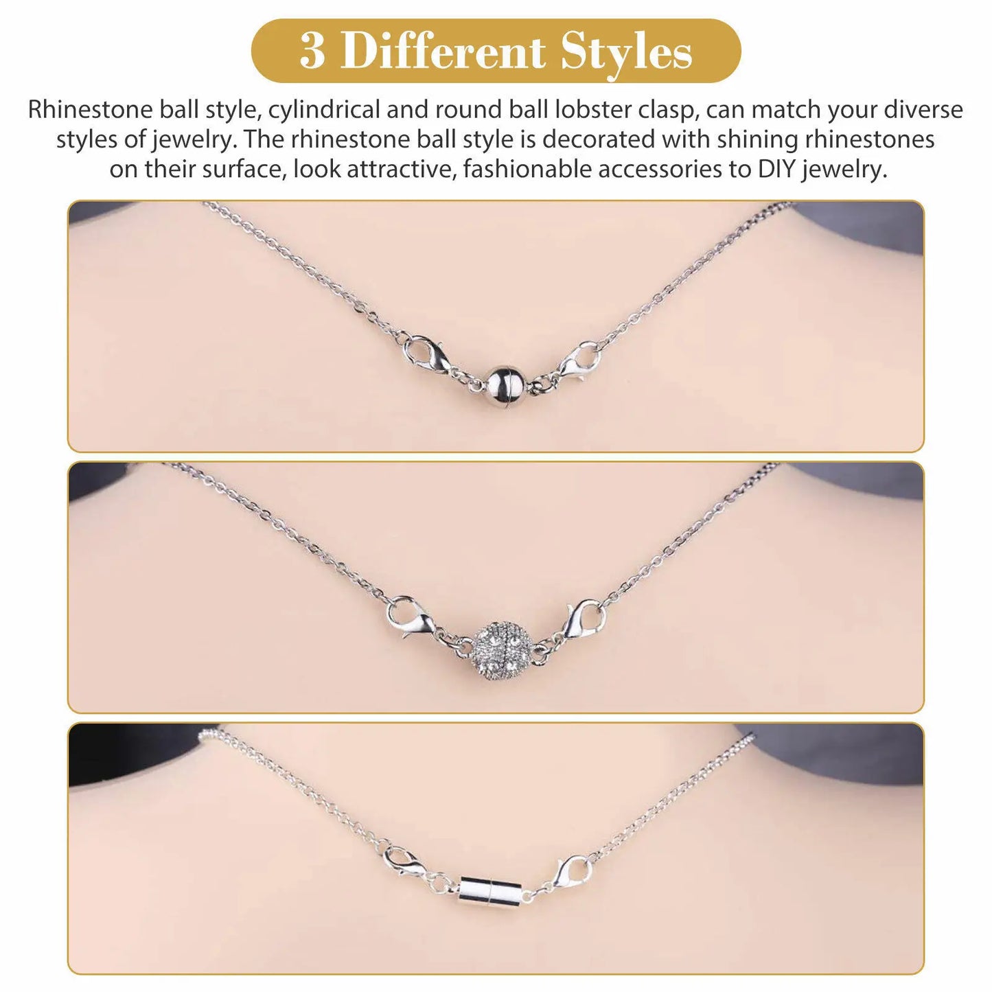 24Pcs/3-Style Magnetic Clasps Necklace/Bracelet Lobster Clasps