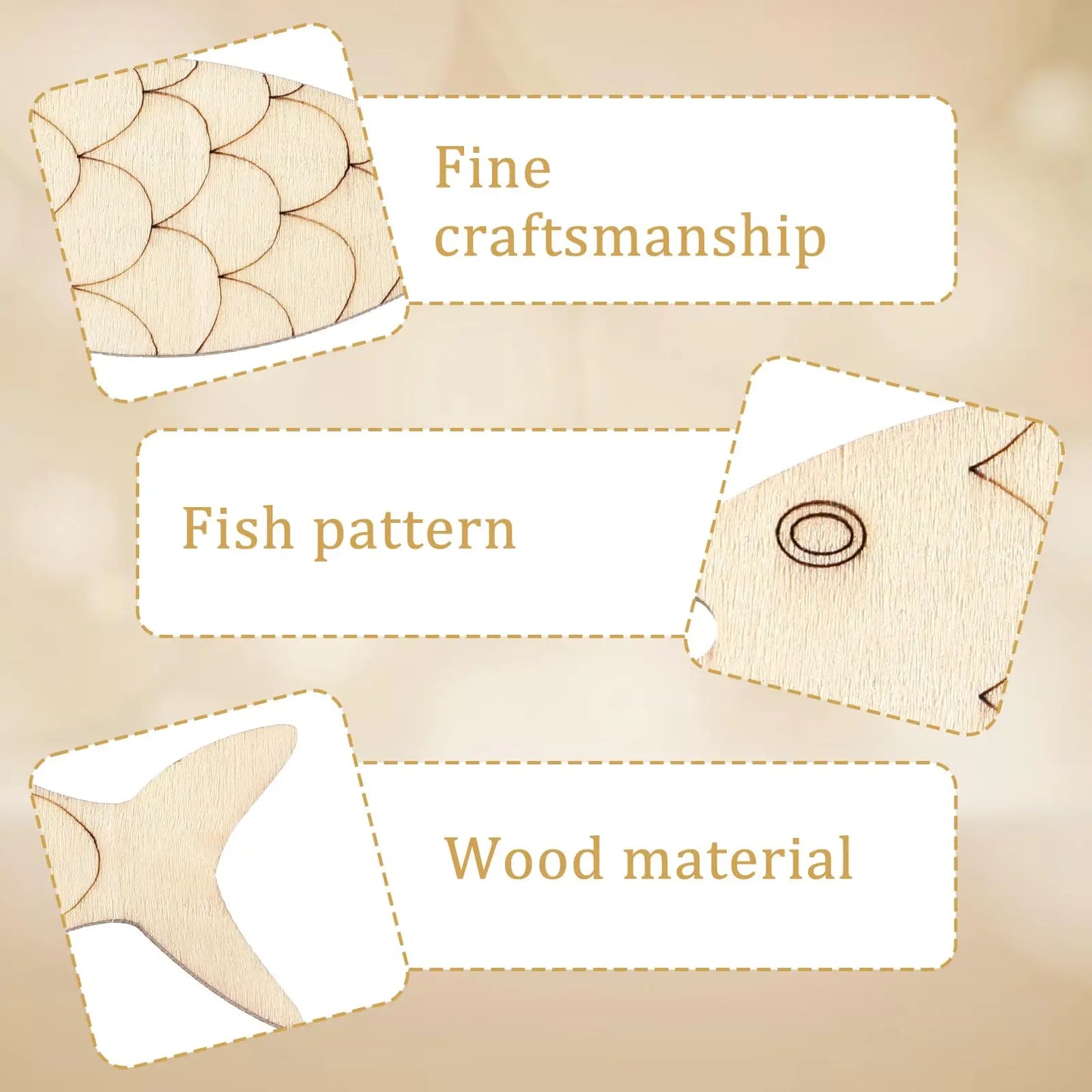 5pcs/set Fish Template Wooden Cutouts
